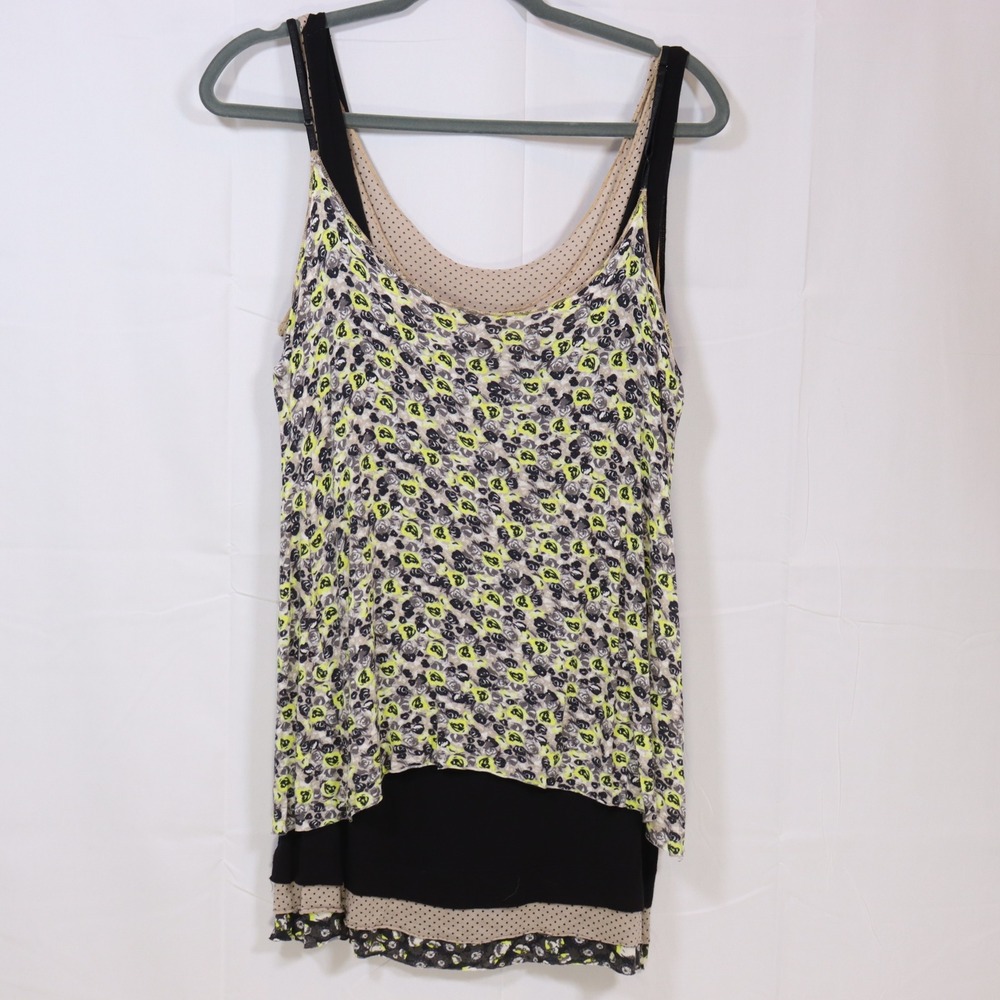 Bailey 44 Tank Top‎ L Multicolor Womens Layered Floral Polka Dot Sleeveless